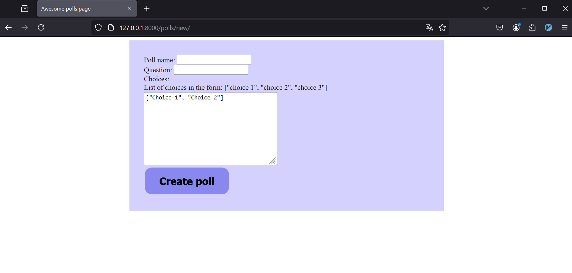 New poll form