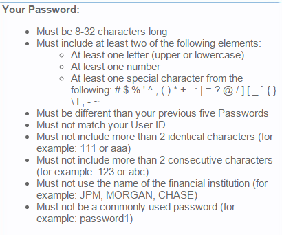 Bad password policy example